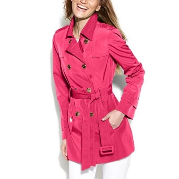 Calvin Klein Raspberry Pink Trench Coat - Picture 1 of 9